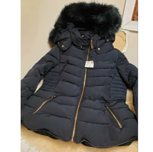 NEW ZARA PUFFER QUILTED ANORAK JACKET W/ FUR HOOD - Picture 7 of 8